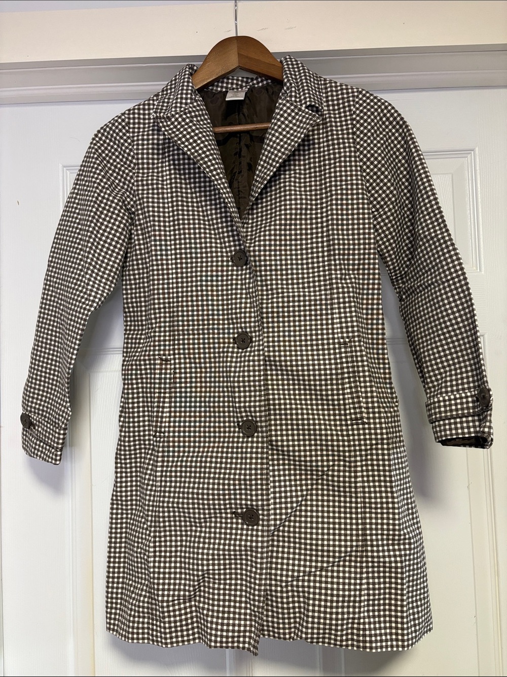 Gymboree Brown and White Gingham Trench Coat